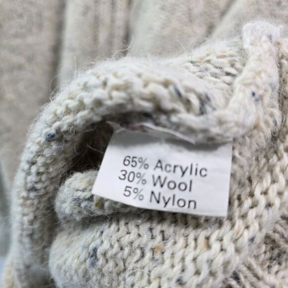 Port West Yachting Sweater Mens XL Cream Fisherman Wool Vtg Crew Neck Speckled - Picture 9 of 11